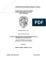 El Juego Como Estrategia para El Aprendizaje de Las Matemáticas en Alumnos de 3°