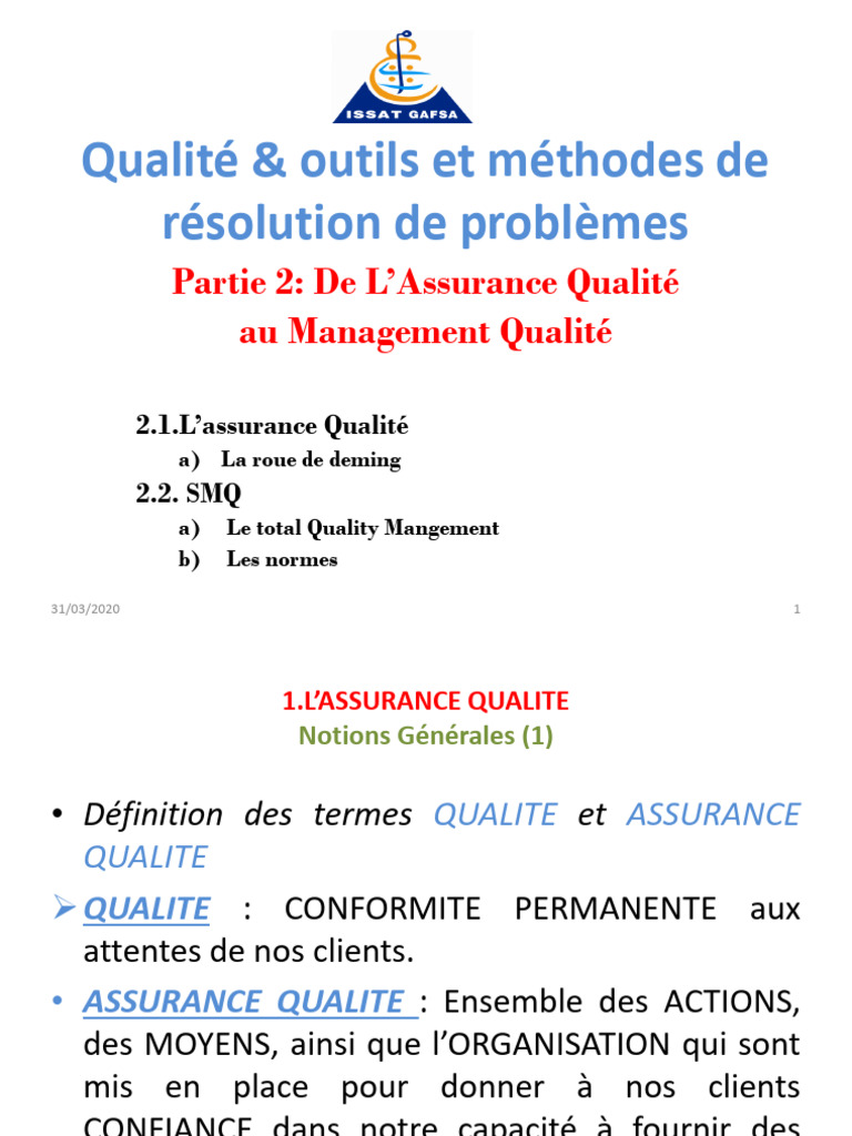 Outils et méthodes d'assurance qualité | PDF | ISO 9000 | Management de ...