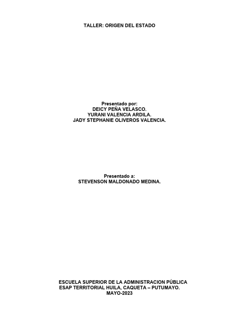 Taller no 01 el origen del estado pdf legitimidad pol tica