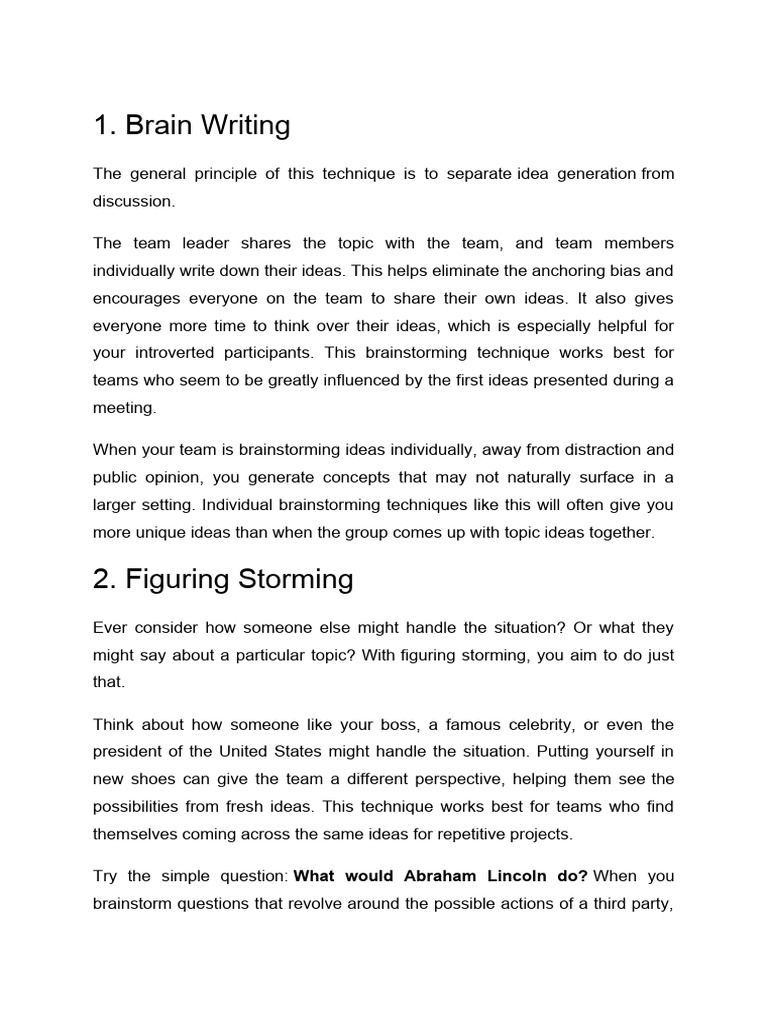 Idea generation techniques pdf brainstorming human communication