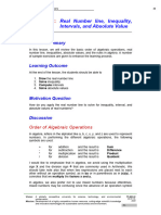 ESci 110 - Module 1 - Lesson 2 - Real Number Line, Inequality, Intervals, and Absolute Value