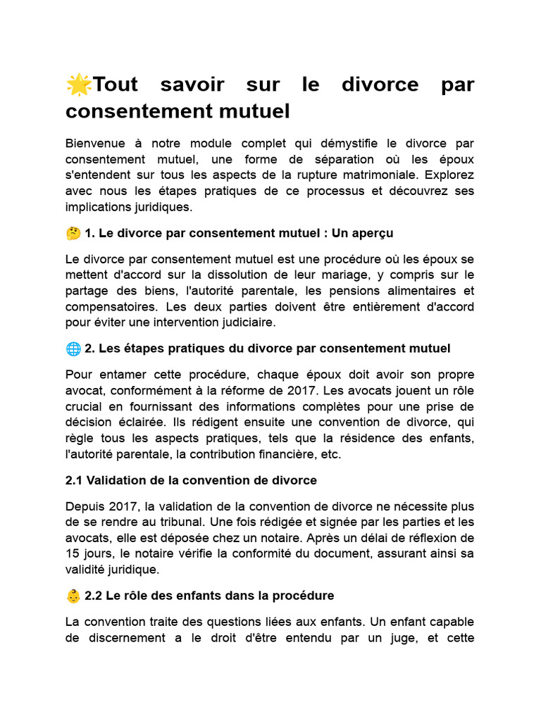 Divorce Amiable Guide Complet PDF Divorce Mariage — free download