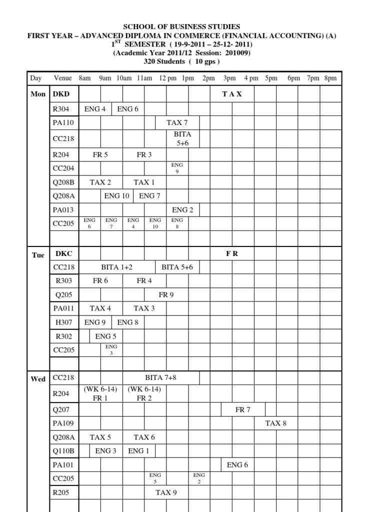 First Year Financial Accounting Schedule | PDF