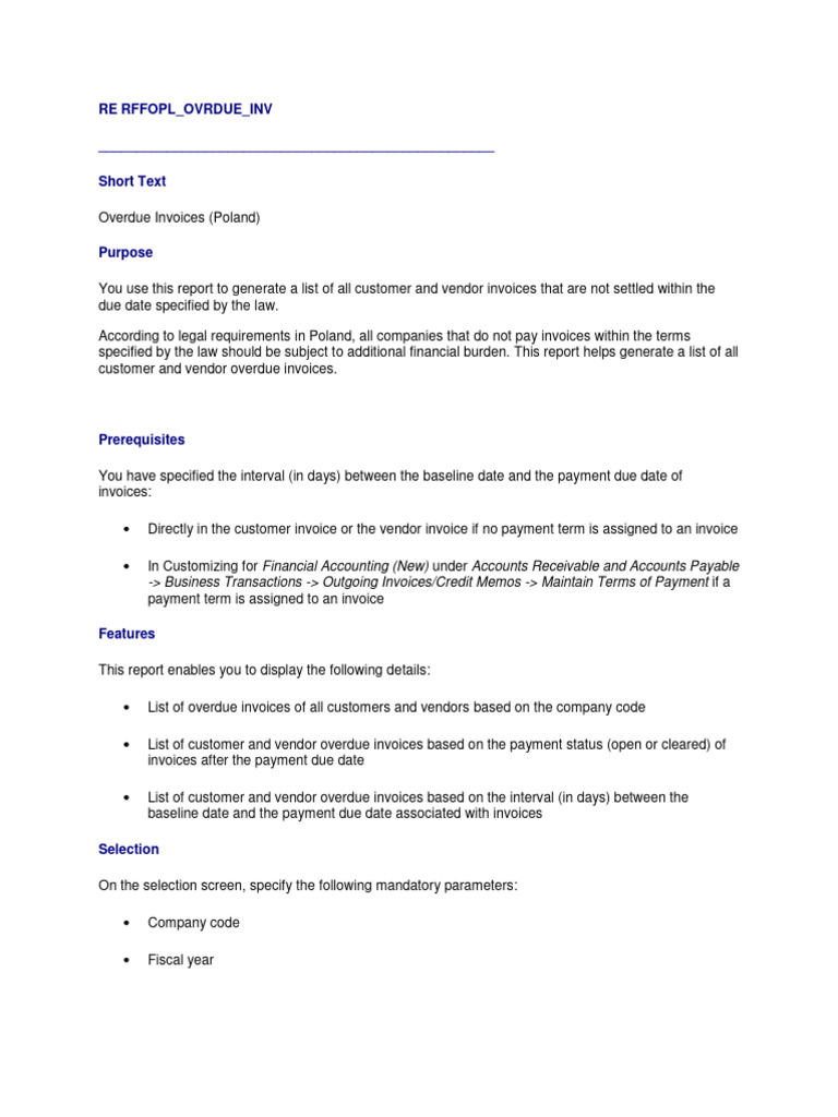Poland Overdue Invoices Report Guide | PDF | Invoice | Business