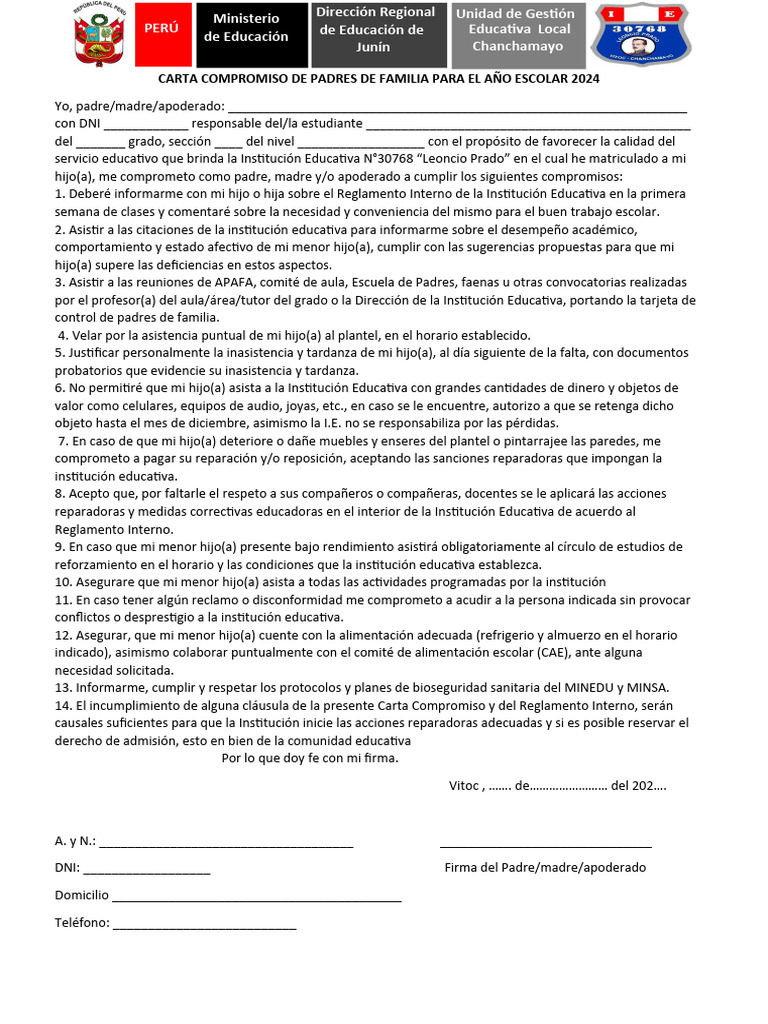 Compromiso de PP - FF. 2024 | PDF | Bienestar