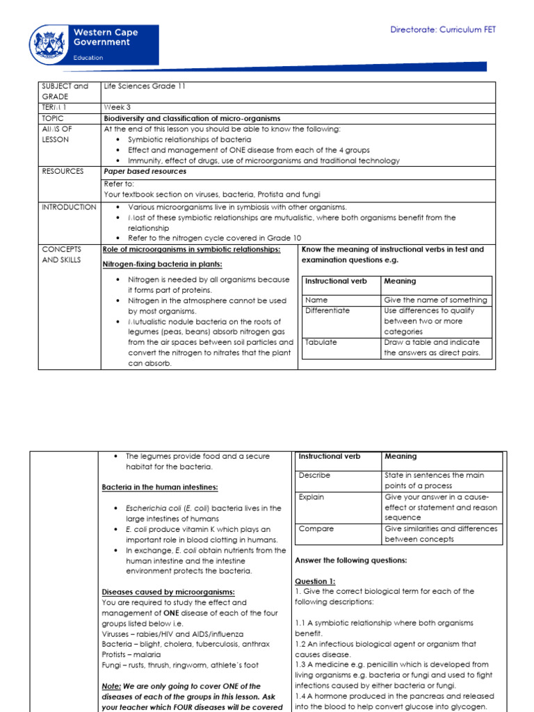 Symbiotic Microorganisms in Grade 11 Life Sciences | PDF | Malaria ...