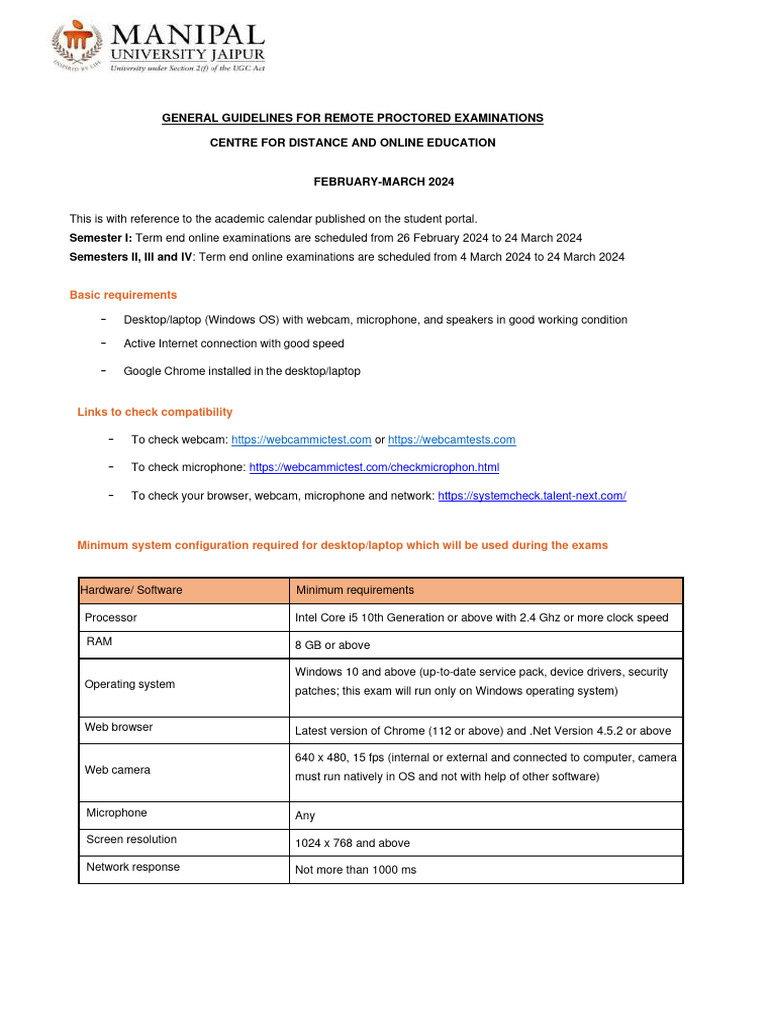 Remote Exam Guidelines and Requirements | PDF | Operating System ...