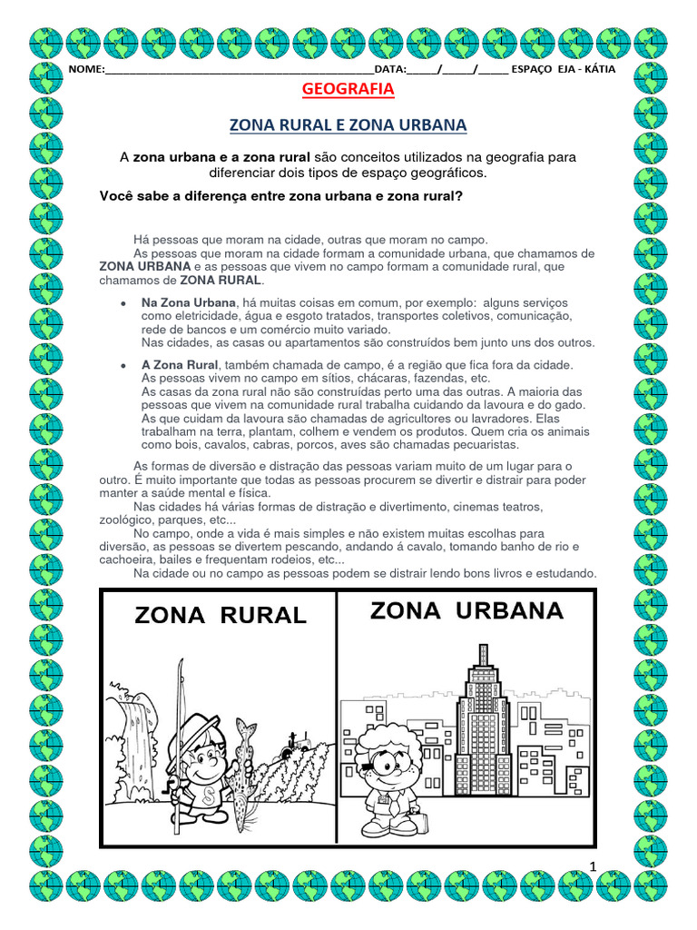 Diferenças entre Zona Rural e Urbana | PDF | Agricultura | Geografia