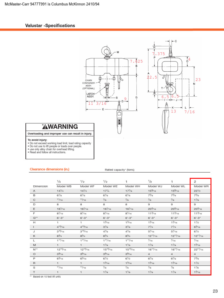 Chain Hoist Dimensional Drawing | PDF | Manufactured Goods | Machines
