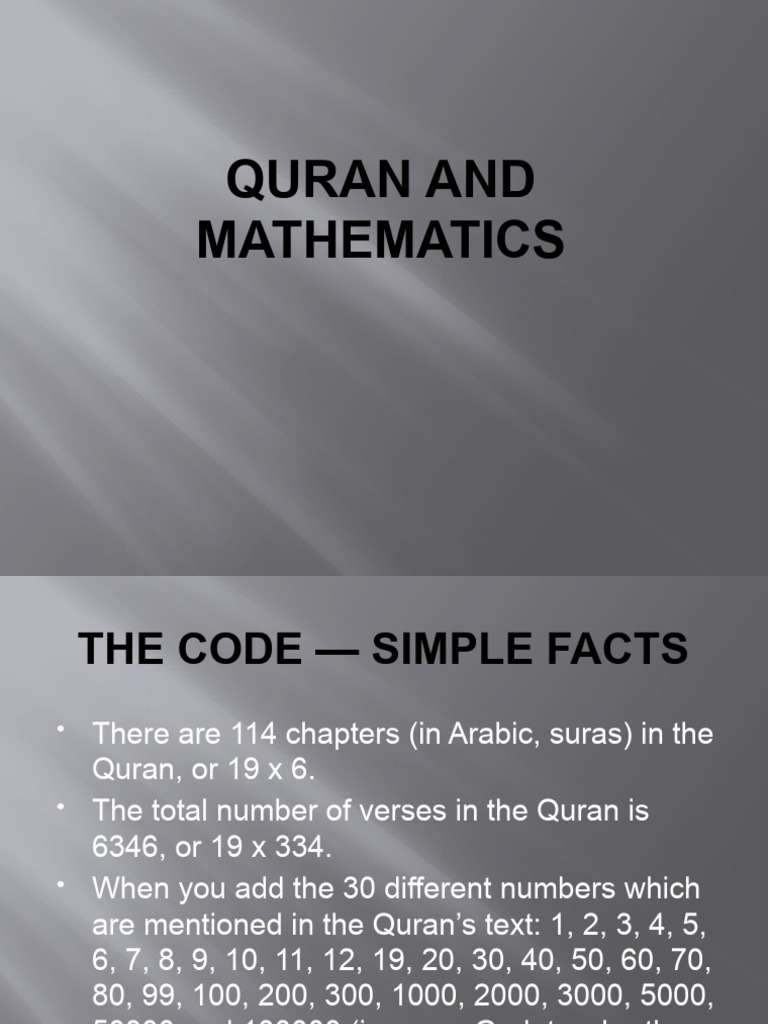 Mathematical Miracles in the Quran | PDF | Surah | Abrahamic Religions