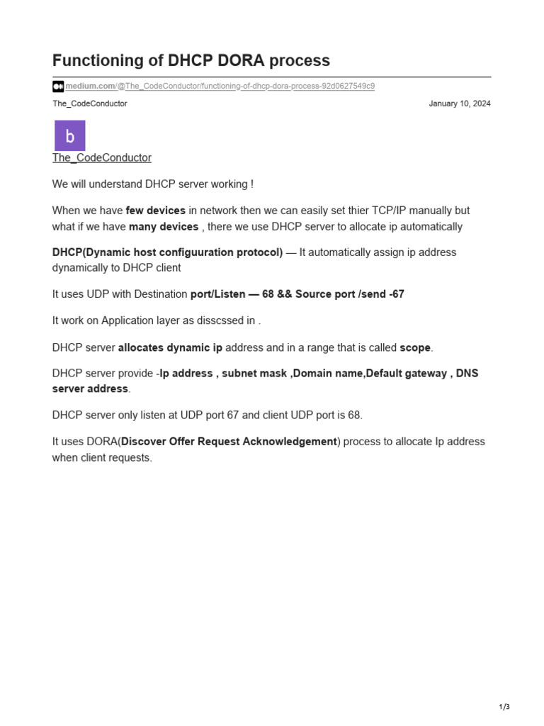 Dhcp Dora