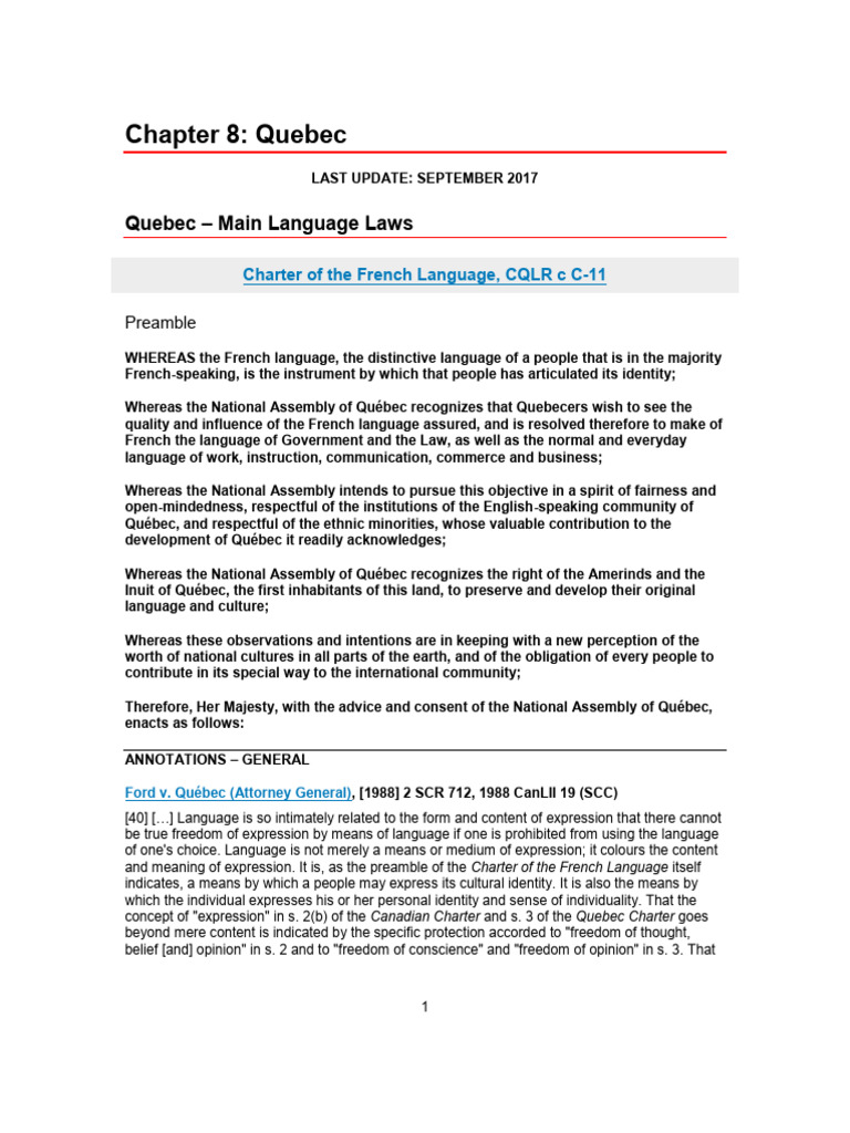 Quebec's French Language Laws Explained | PDF | Judgment (Law) | Quebec