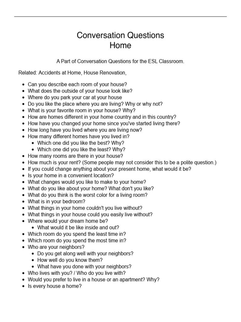 Image Result For Conversation Questions For The Esl Efl Classroom I Tesl J