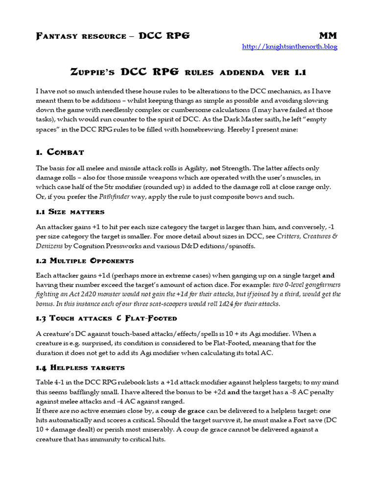 DCC RPG House Rules Addenda 1.1 | PDF | Armour | Prices