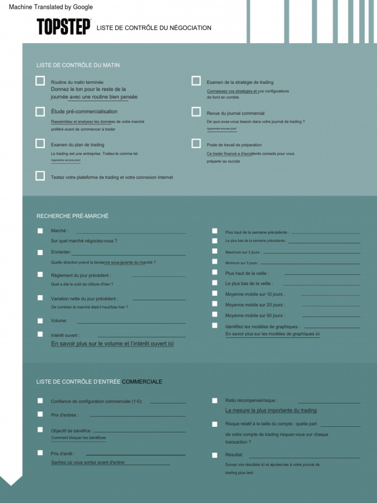 Checklist de Trading Topstep | PDF | Opérateur de marché