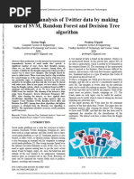 Sentiment Analysis of Twitter Data by Making Use of SVM Random Forest and Decision Tree Algorithm