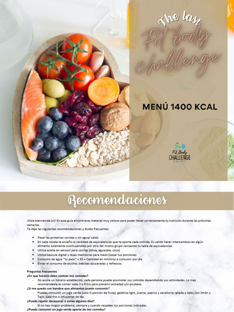 MENÚ 1400 KCAL - RETO NOV 22 - Compressed | PDF