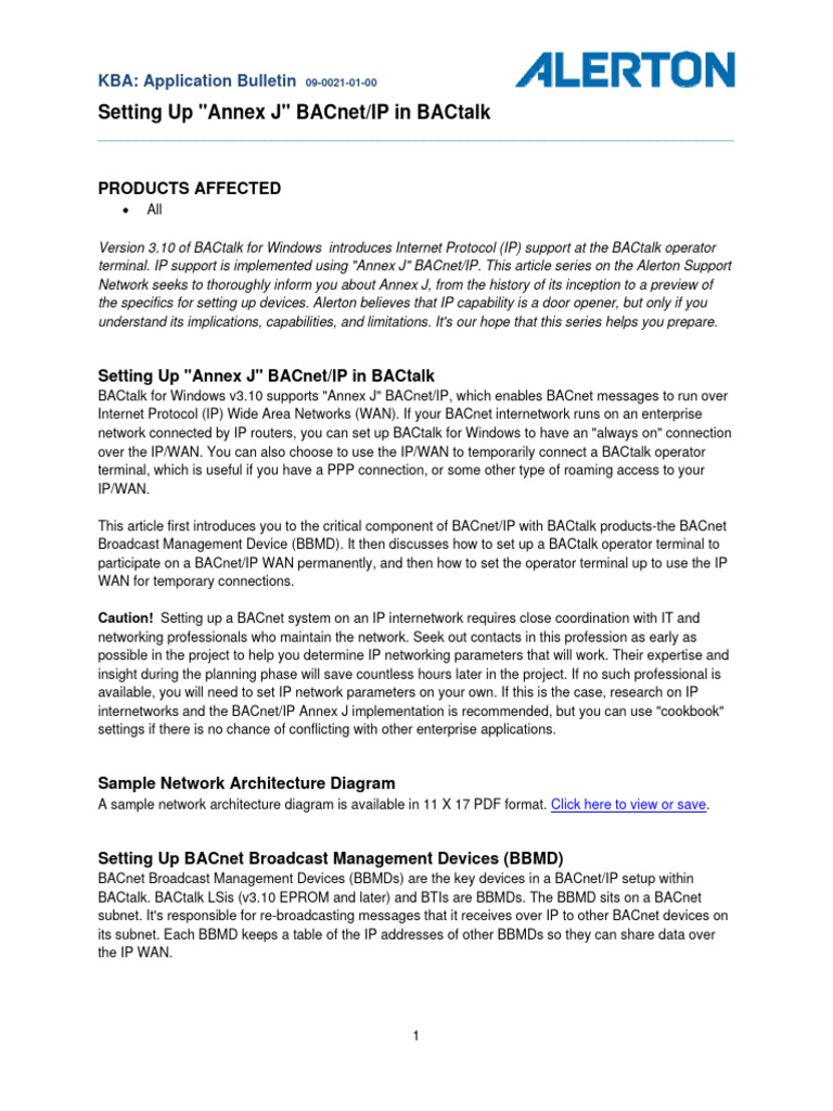 Setting Up - Annex J - BACnet-IP in BACtalk | PDF | Ip Address ...