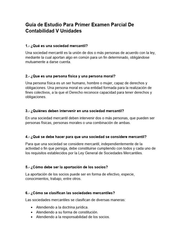Guía de Estudio para Primer Examen Parcial de Contabilidad V Unidades ...