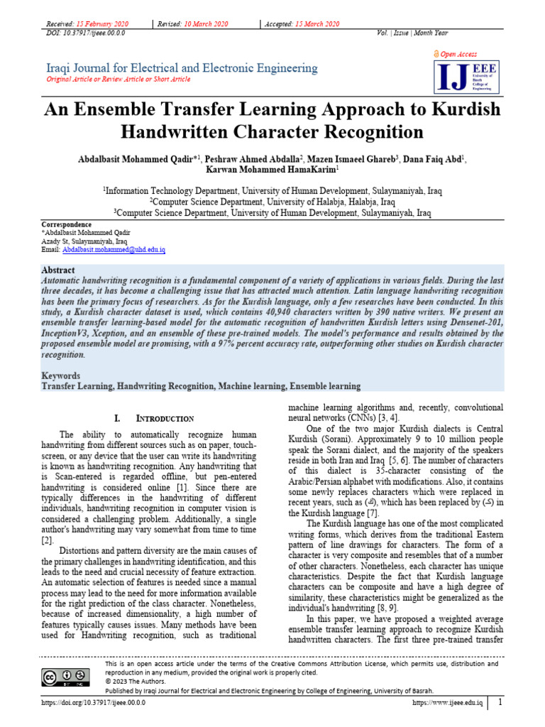 Kurdish Handwritten Character Recognition | PDF | Optical Character ...
