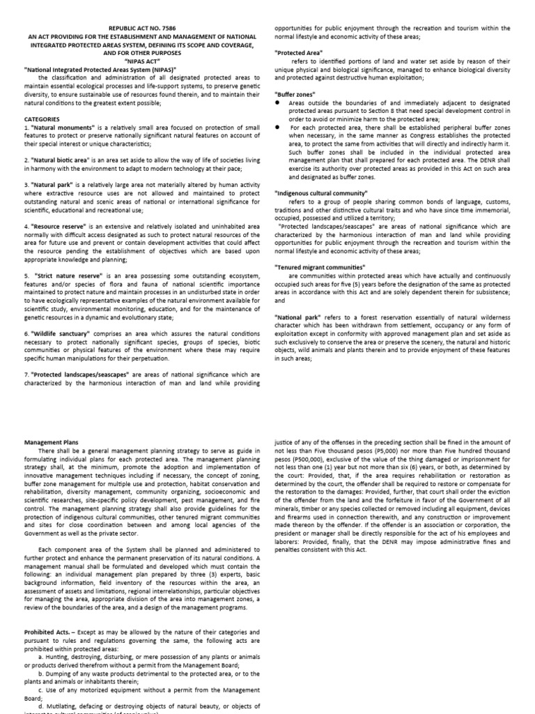 Natrel reviewer 1 pdf protected area endangered species