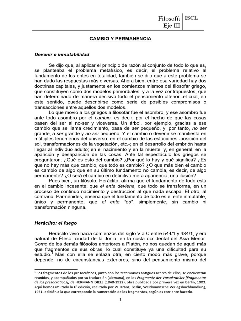 Cambio y Permanencia en Filosofía | PDF | Science | Conocimiento