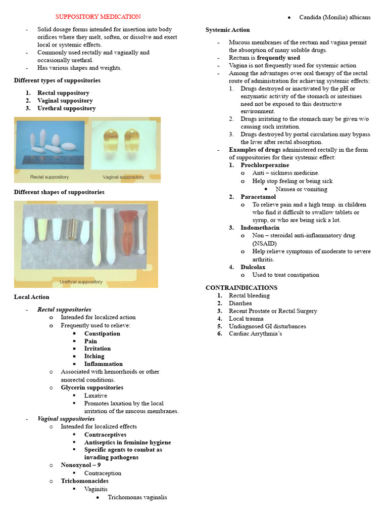 Types and Uses of Suppository Medications | PDF | Rectum | Vagina