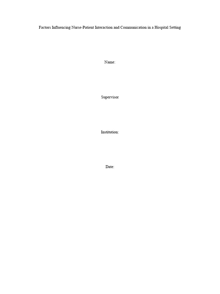 Factors Influencing Nurse | PDF | Nursing | Patient