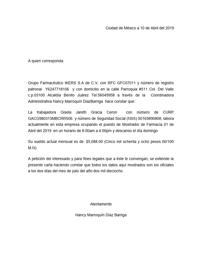 Carta patronal pdf