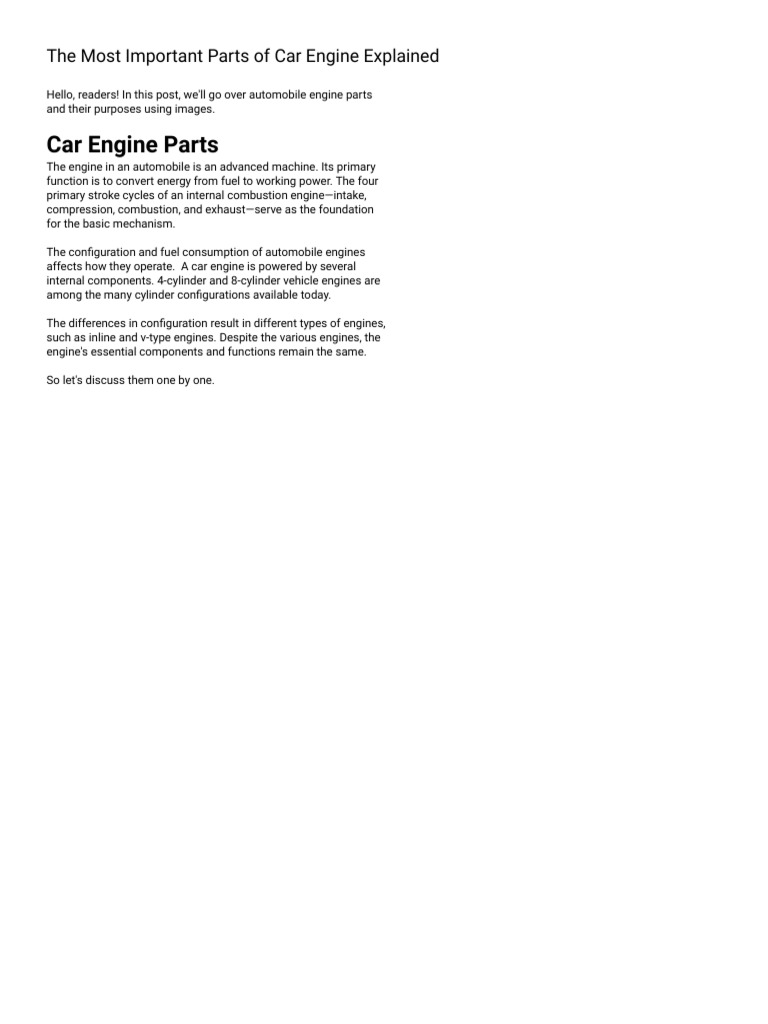 Engine Parts and Their Functions PDF