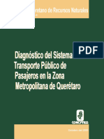 Diagnóstico Del Sistema de Transporte Público de Pasajeros en La Zona Metropolitana de Querétaro 2001