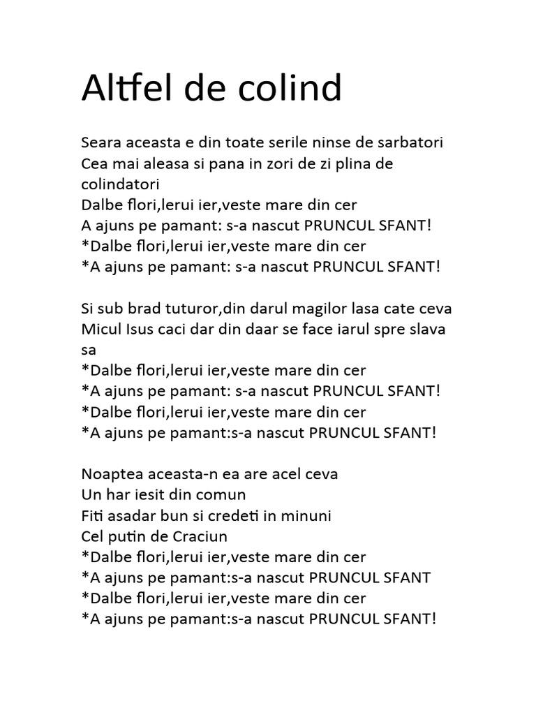 Altfel de Colind | PDF