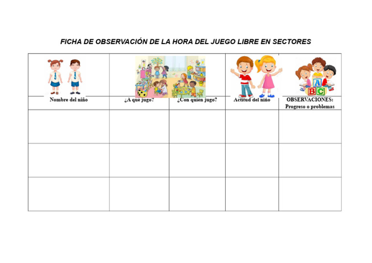 Ficha de Observacion de La Hora Del Juego Libre en Sectores | PDF