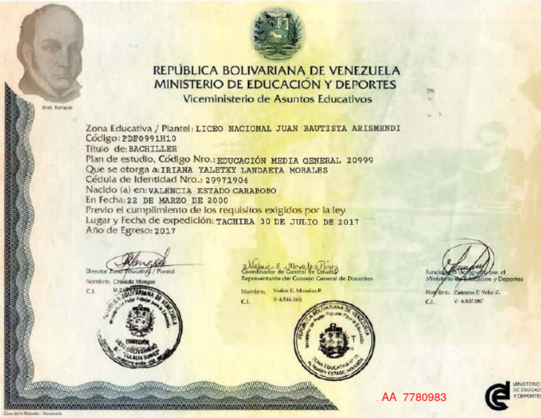 Título de Bachiller en Venezuela | PDF