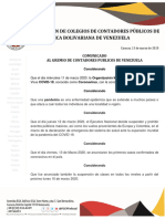 Comunicado Al Gremio 13 de Marzo 2020