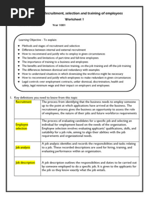 Chapter 8 Recruitment, Selection and Training COMPLETE | PDF 