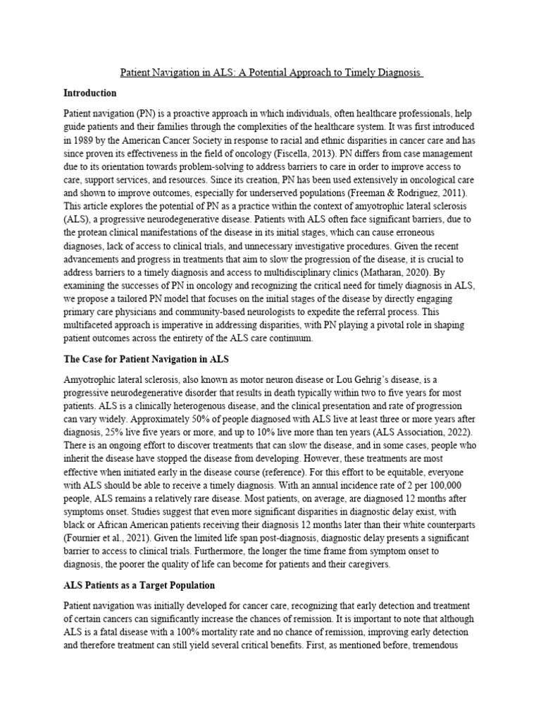 Patient Navigation Model for ALS Care | PDF | Medical Diagnosis | End ...