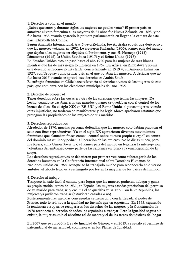 Historia de los derechos de las mujeres | PDF | Mujer | Estudios de género