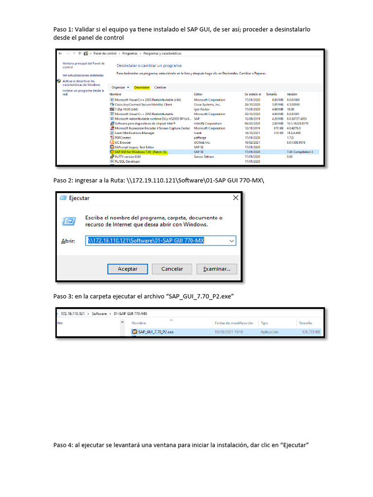 Instalación y Configuración de SAP GUI 7.70 | PDF