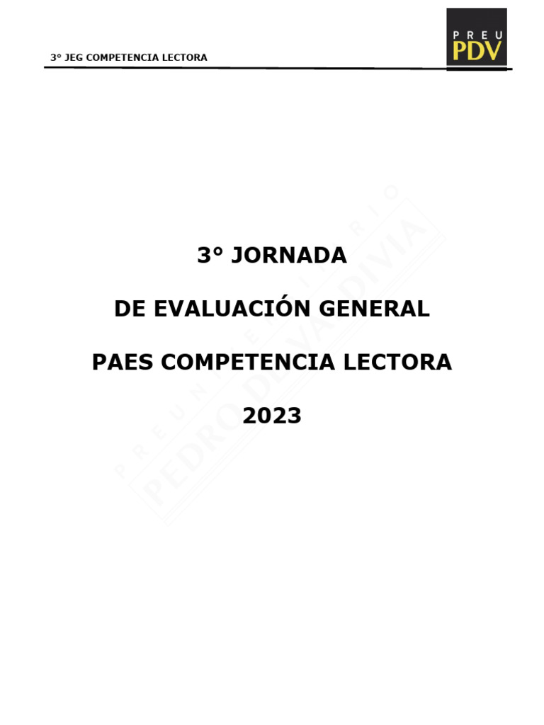 Evaluación de Competencia Lectora PAES 2023 | PDF | Cirugía