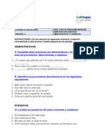 01 Ejercicios Adjetivos Demostrativos y Posesivos