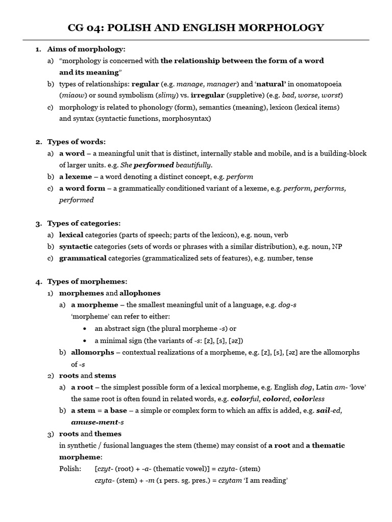 04 Polish And English Morphology Pdf Grammatical Gender