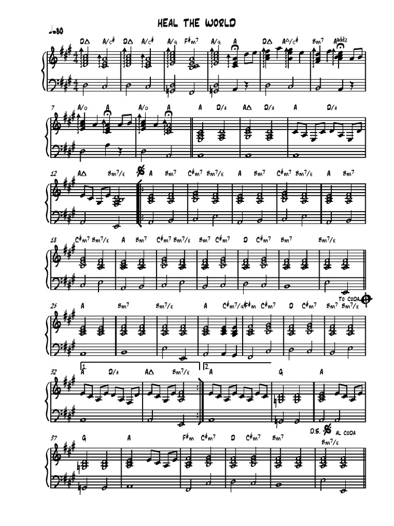 heal the world flute sheet music