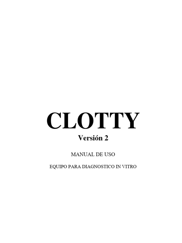 Manual de Uso del Coagulómetro CLOTTY | PDF | Sangre | Tejido (biología)
