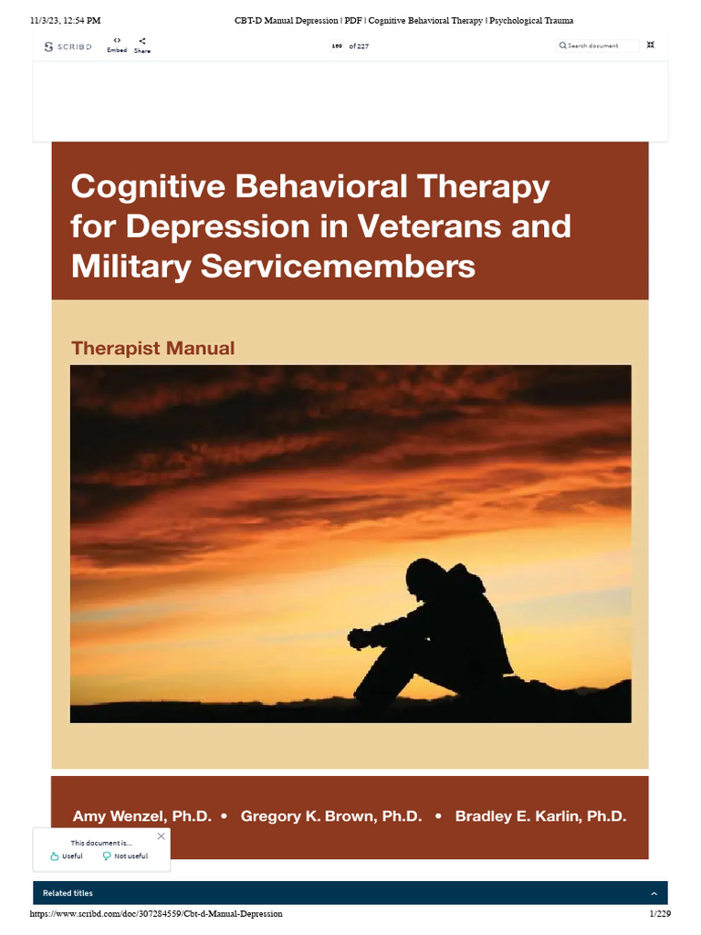 Cbt d manual depression pdf cognitive behavioral therapy