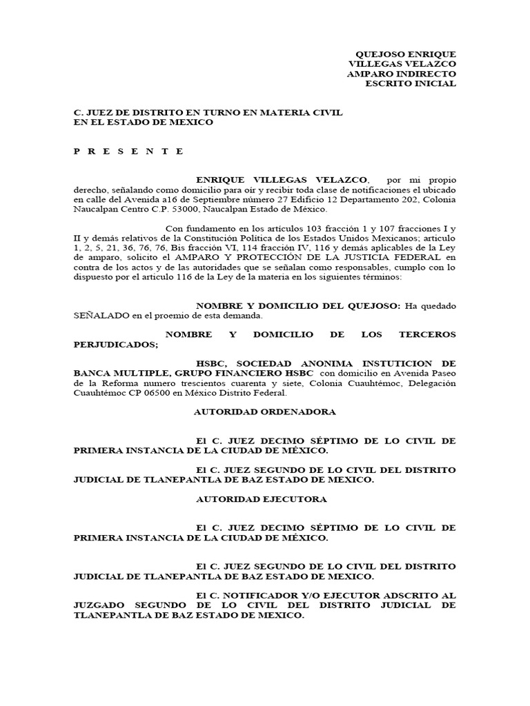 Amparo Enrique | PDF | Caso de ley | Demanda judicial