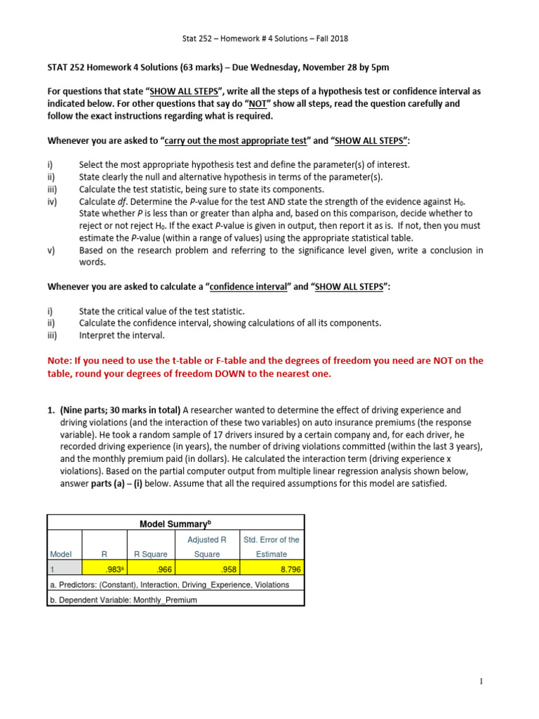 STAT 252 2018 Fall HW4 Solutions PDF | PDF | Errors And