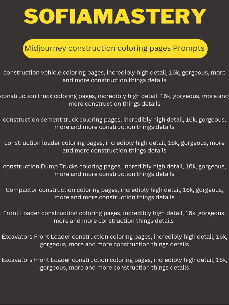 Part 7 Construction Coloring Pages Prompts | PDF | Business