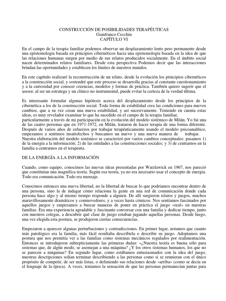 Gianfranco Cecchin Construcción de Posibilidades Terapéuticas. DEF