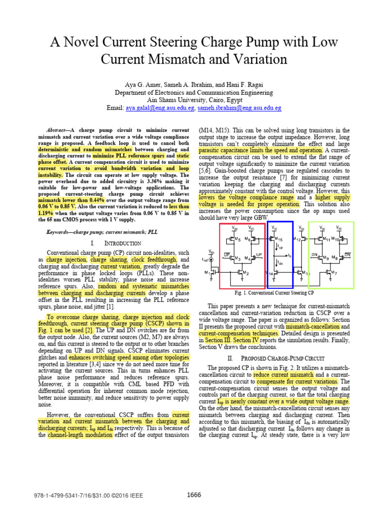A Novel Current Steering Charge Pump With Low | PDF | Operational ...